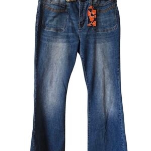 Classic INDIGO POPPY Blue Flare Wide Leg Jeans